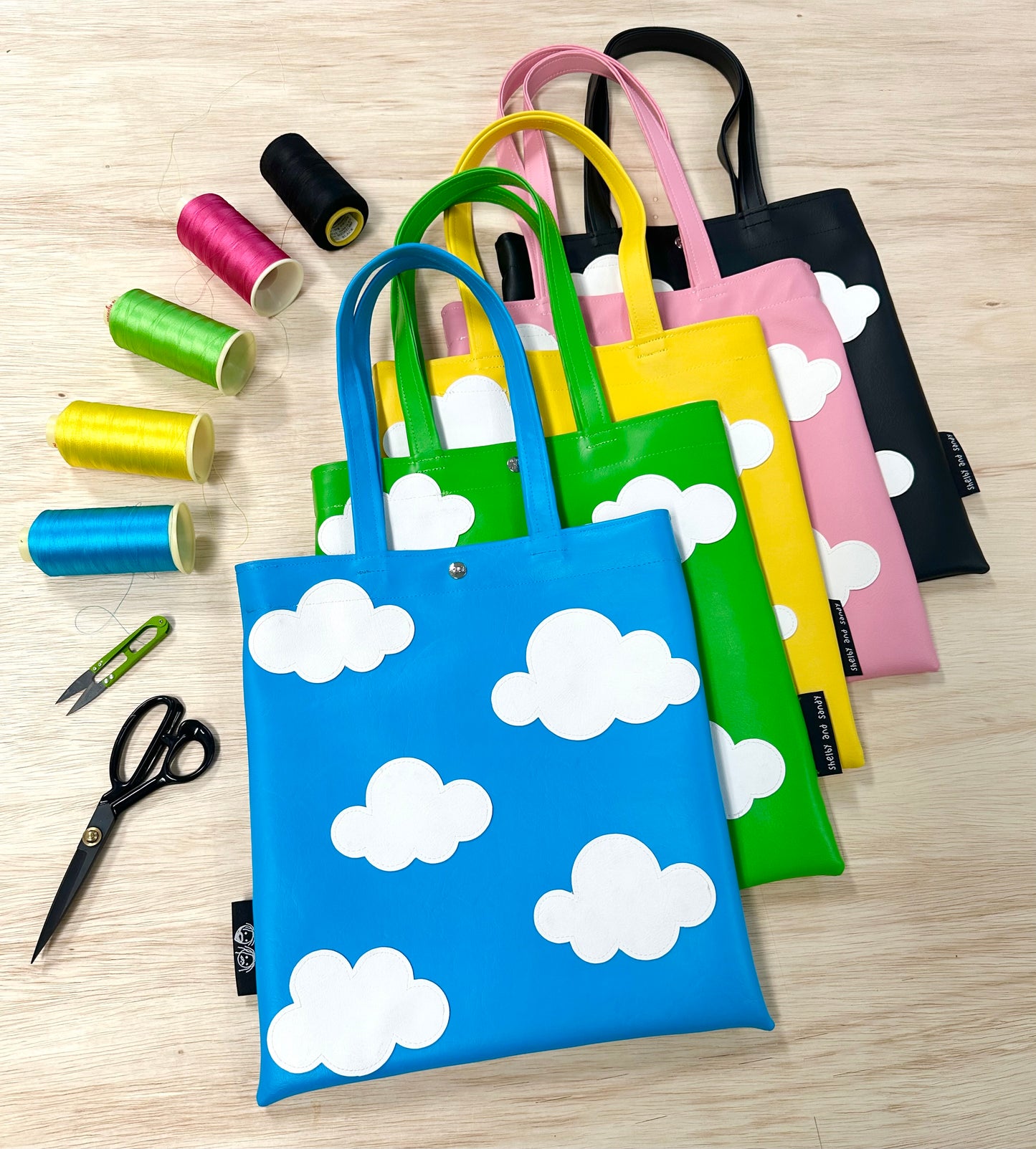 green cloud tote bag